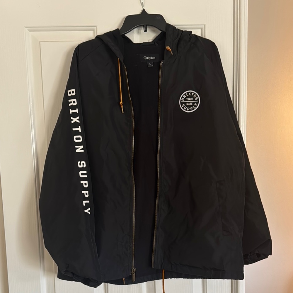 Brixton Black Windbreaker Jacket with White Accents